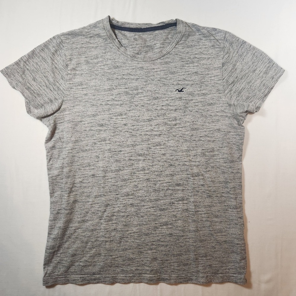 Hollister Mens Grey Space Dye Short Sleeve T-Shirt Embroidered Logo Size S